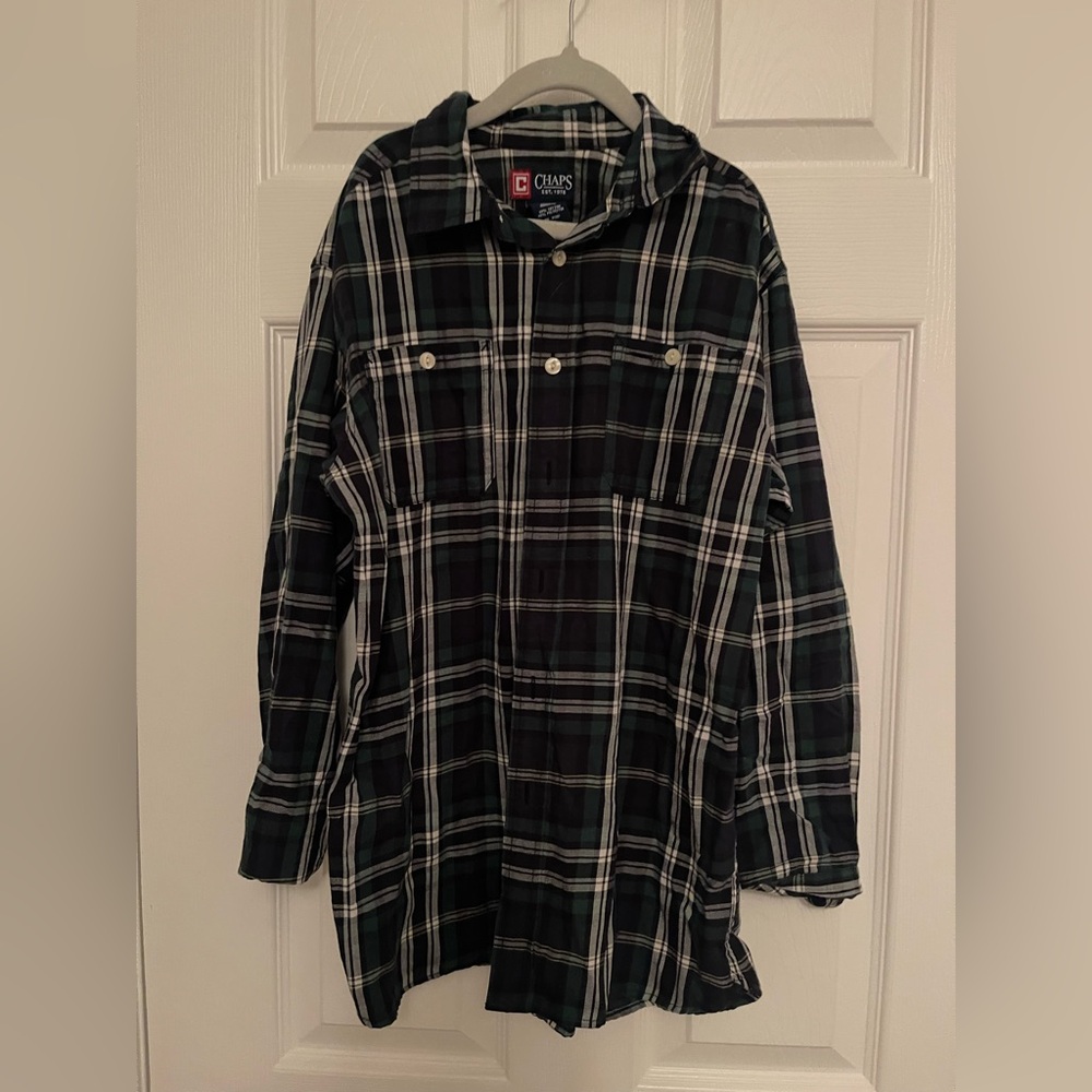 Chaps Boy’s Dark Plaid Button Down Shirt
